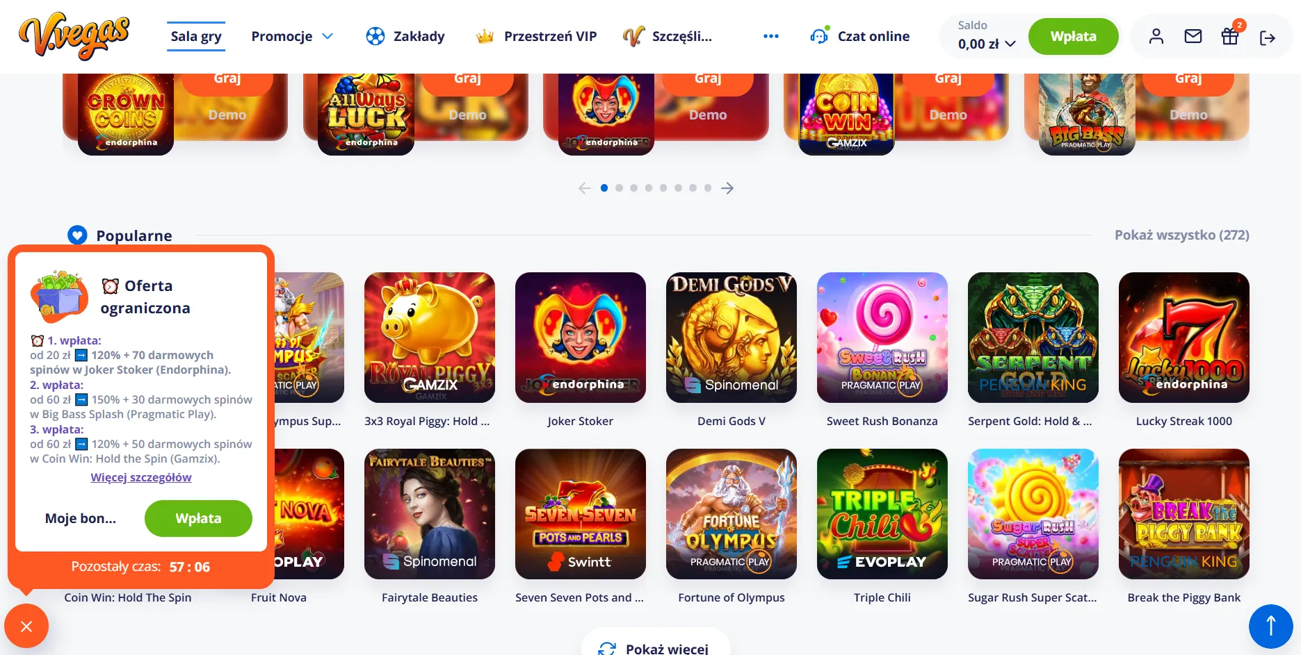 Trzeci depozyt w Vulkan Vegas z bonusem i darmowymi spinami